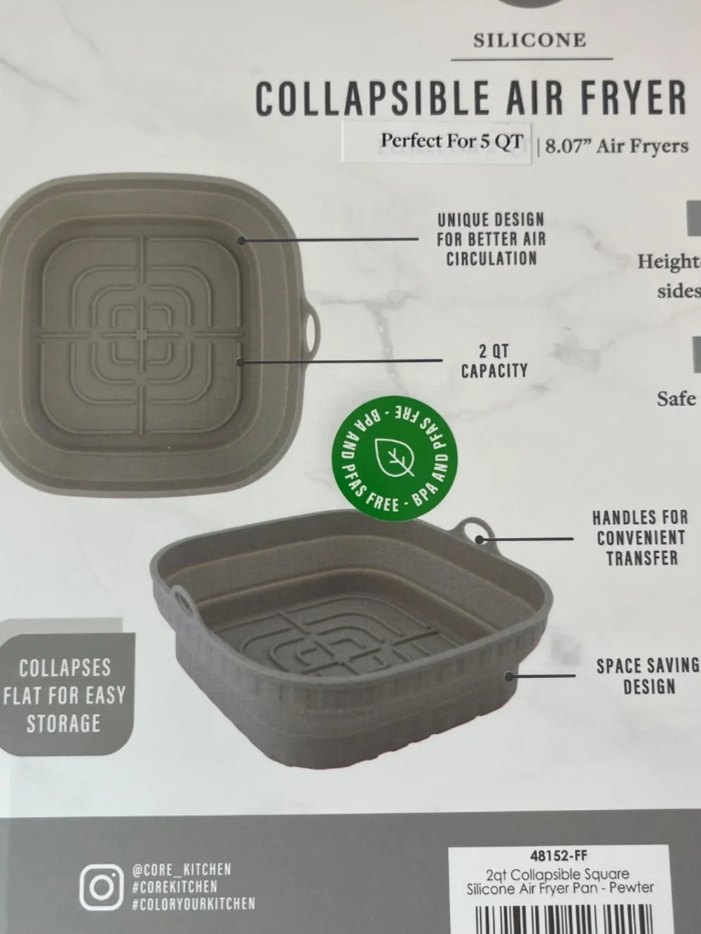 Core Kitchen Silicone Collapsible Air Fryer Liner